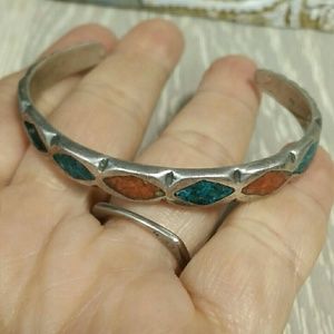 SOUTHWEST Sterling Cuff Bracelet Turquoise NE